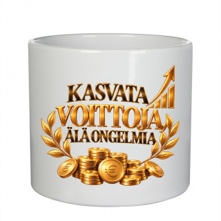 Keraaminen kukkaruukku "Kasvata voittoja, älä ongelmia" Keraaminen kukkaruukku "Kasvata voittoja, älä ongelmia"