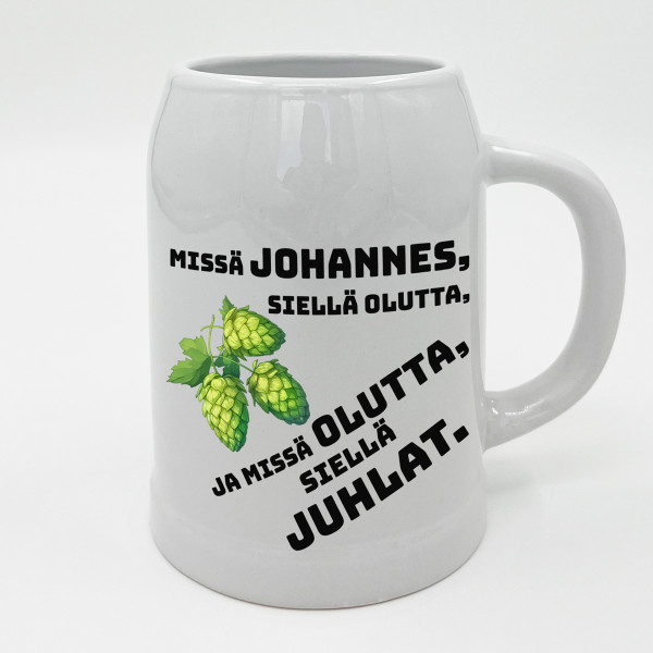 Keraaminen muki "Missä Johannes, siellä juhlat" Keraaminen muki "Missä Johannes, siellä juhlat"