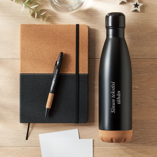 Kestävä lahjasetti "ECO Black" valitsemallasi tekstillä