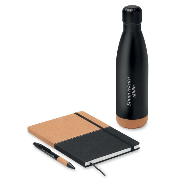 Kestävä lahjasetti "ECO Black" valitsemallasi tekstillä