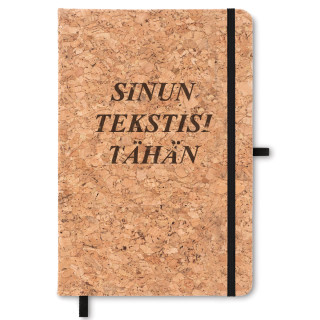 Korkkikannellinen muistivihko valitsemallasi tekstillä (A5)