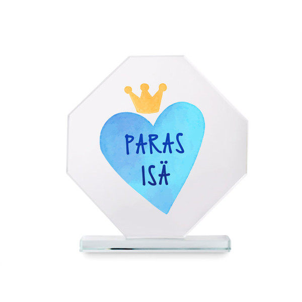 Lasinen palkinto lahjapakkauksessa "Paras isä"