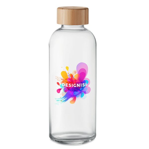 Lasinen vesipullo "FRIS" omalla designilla (650ml)