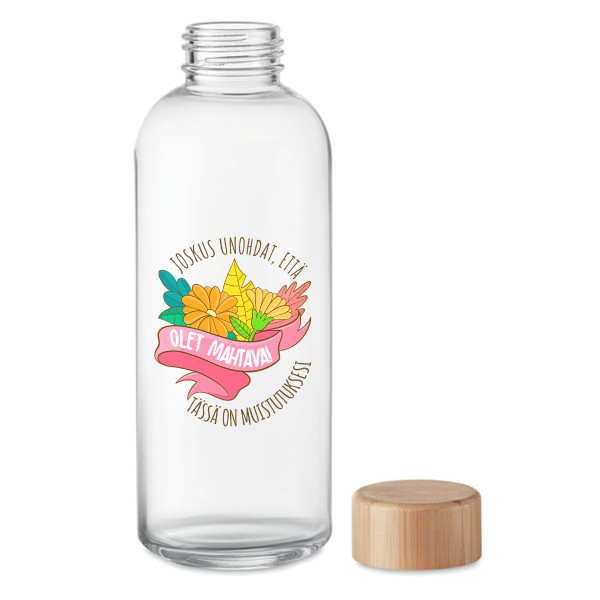Lasinen vesipullo "Olet mahtava!" (650ml)