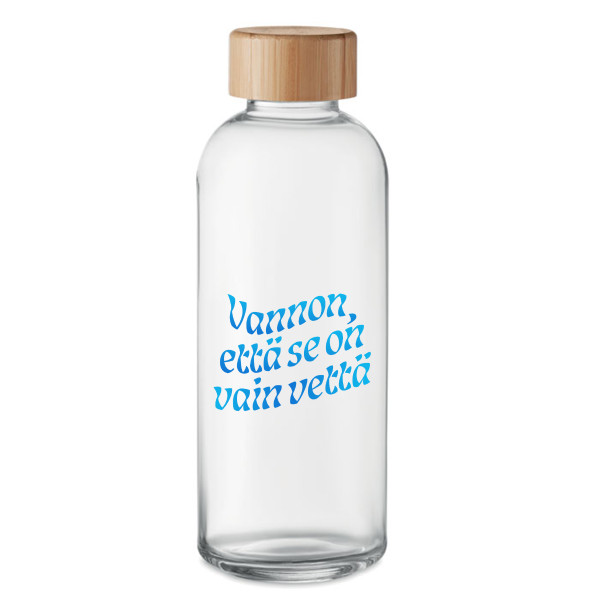 Lasinen vesipullo "Vannon, että se on vain vettä" (650ml)