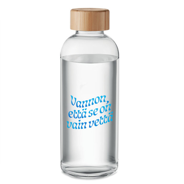 Lasinen vesipullo "Vannon, että se on vain vettä" (650ml)