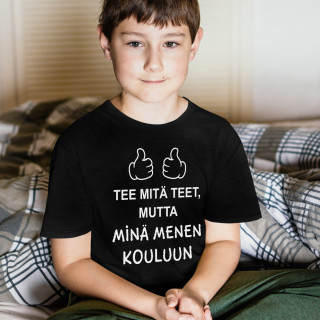 Lasten t-paita "Menossa kouluun"