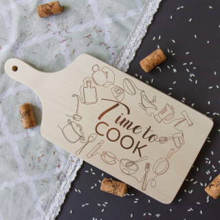 Leikkuulauta kahvalla "Time to Cook" (35cm)