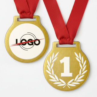 Metallinen mitali, jossa on valitsemasi numero ja logo toisella puolella