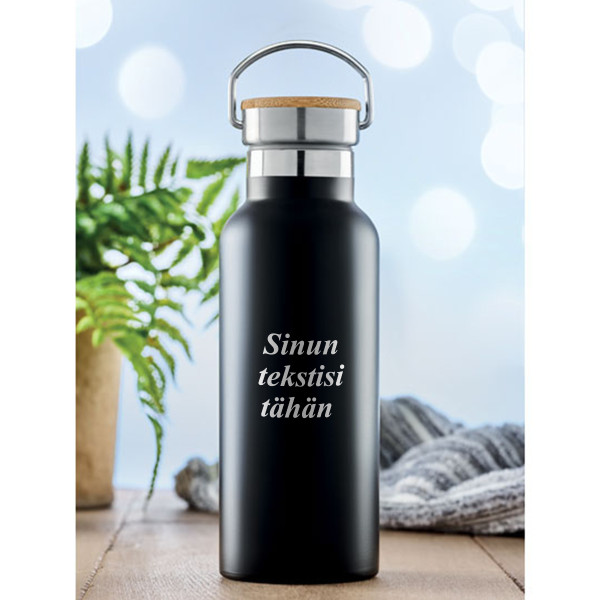Metallinen vesipullo "HELSINKI" kaiverretulla tekstilläsi (500ml)