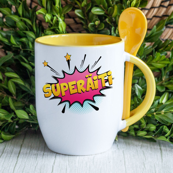 Muki lusikalla "Superäiti" Muki lusikalla "Superäiti"
