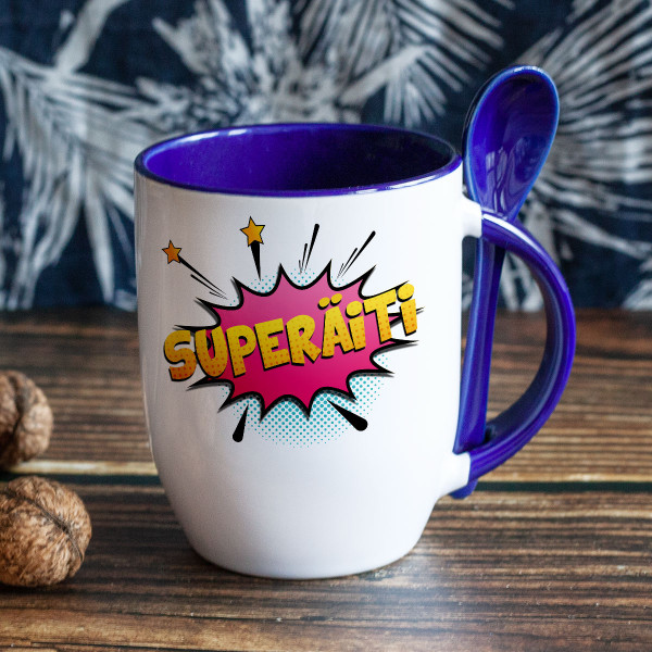 Muki lusikalla "Superäiti" Muki lusikalla "Superäiti"