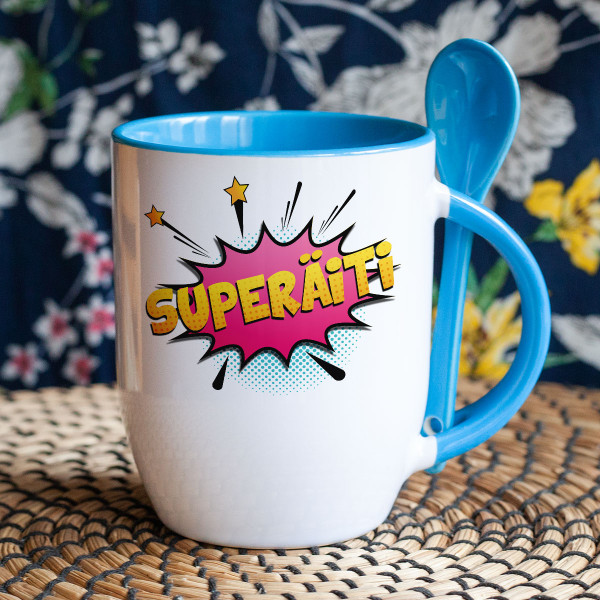 Muki lusikalla "Superäiti" Muki lusikalla "Superäiti"
