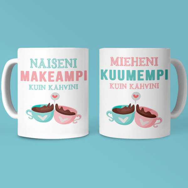 Mukisetti pariskunnille "Rakkaus on kuin kahvi"