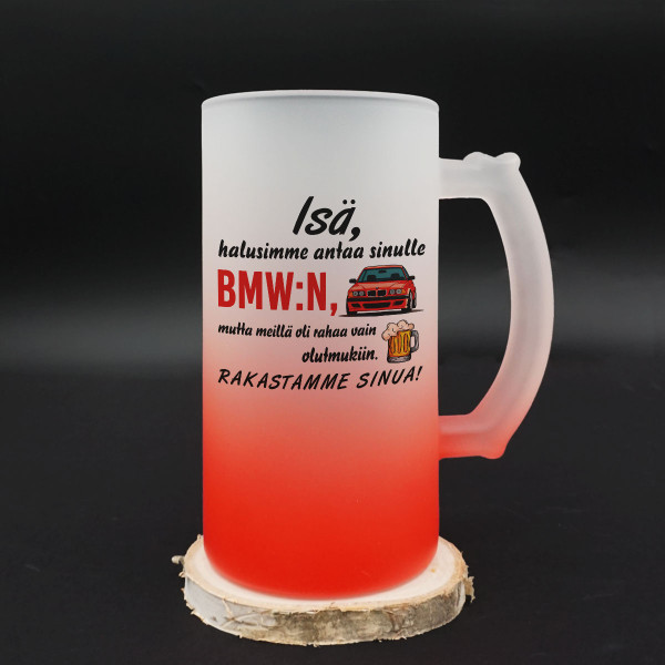 Olutmuki "Halusimme antaa sinulle BMW:n"