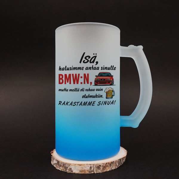 Olutmuki "Halusimme antaa sinulle BMW:n"