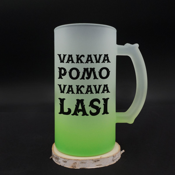 Olutmuki "Vakava pomo, vakava lasi"