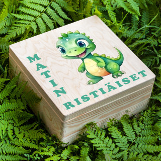 Puinen rasia "Pikku lohikäärmeen ristiäiset" kustomoidulla nimellä (30x30cm)