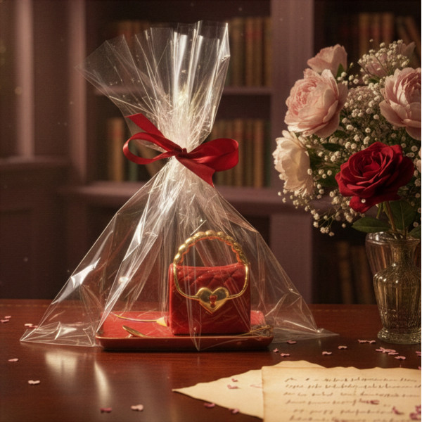 Muki ”Käsilaukku” lautasella ja sydämenmuotoisella lusikalla