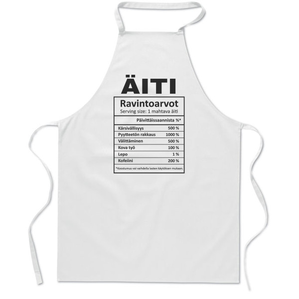 Puuvilla esiliina "Äidin ainekset"