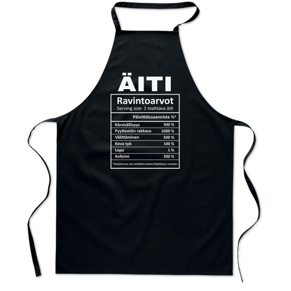 Puuvilla esiliina "Äidin ainekset"