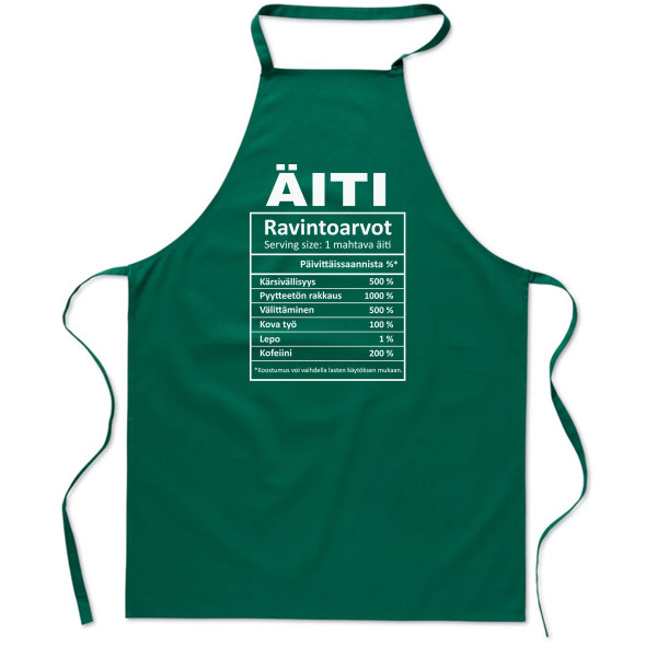 Puuvilla esiliina "Äidin ainekset"