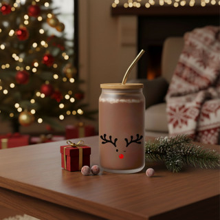 Lasinen juomapullo metallipillillä "Pikku hirvi", 400ml