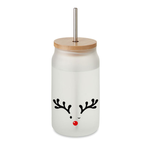 Lasinen juomapullo metallipillillä "Pikku hirvi", 400ml