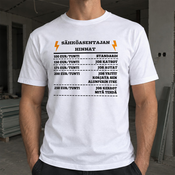 T-paita "Sähköasentajan hinnat"