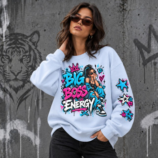 Unisex-collegepaita pastellisävyissä "Big Boss Energy" Unisex-collegepaita pastellisävyissä "Big Boss Energy"