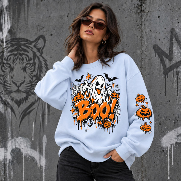 Unisex-collegepaita pastellisävyissä "Boo"