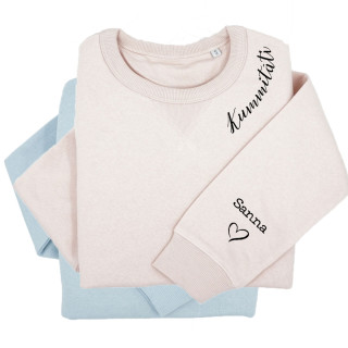 UNISEX pastellivärinen "Sully"-collegepaita "Kummitäti", jossa lasten nimet hihassa
