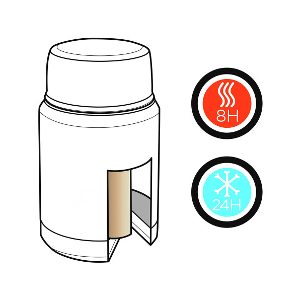 Tyhjiöruokatermos lusikalla "Work hard. Eat lunch."