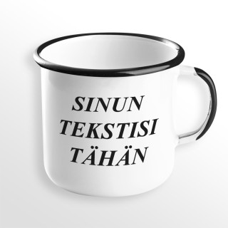 Vintage metallimuki omalla tekstillä
