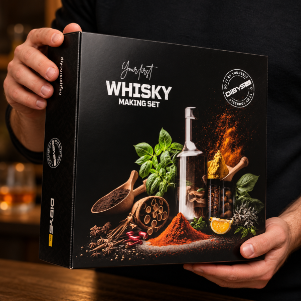 Viskinvalmistuspakkaus mausteineen ja cocktail-välineineen