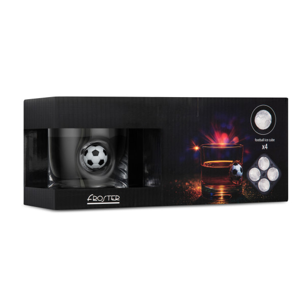 Viski- ja jalkapallofanien setti: Lasi- ja jäämuotteja