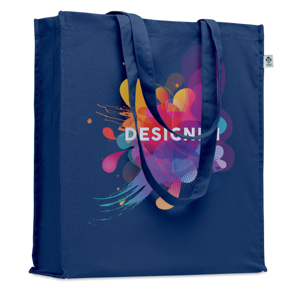 XL-kokoinen värillinen luomupuuvillakassi omalla designilla XL-kokoinen värillinen luomupuuvillakassi omalla designilla