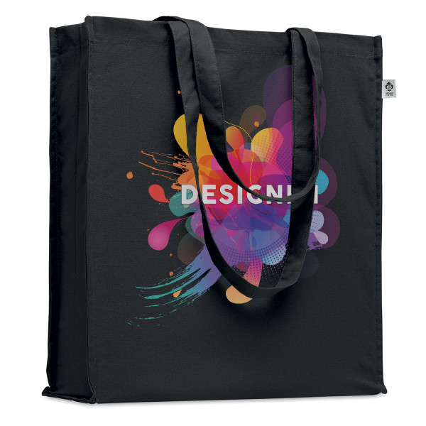 XL-kokoinen värillinen luomupuuvillakassi omalla designilla XL-kokoinen värillinen luomupuuvillakassi omalla designilla
