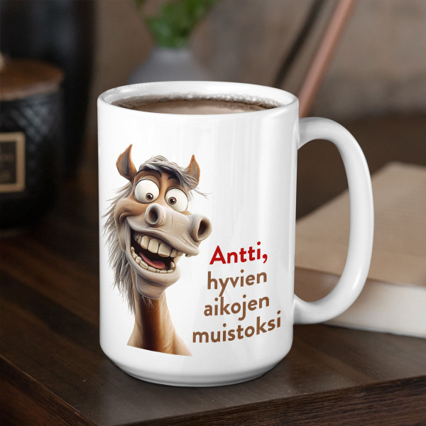 XL-muki "Hyvien aikojen muistoksi" valitsemallasi nimellä (450ml)