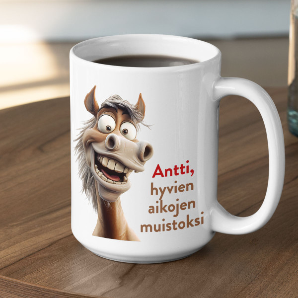 XL-muki "Hyvien aikojen muistoksi" valitsemallasi nimellä (450ml)