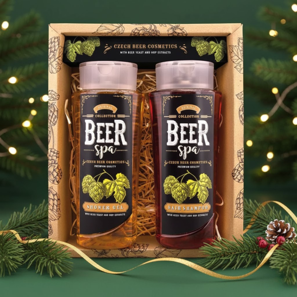 BEER SPA olutkosmetiikkasetti - suihkugeeli (250ml) ja shampoo (250ml).